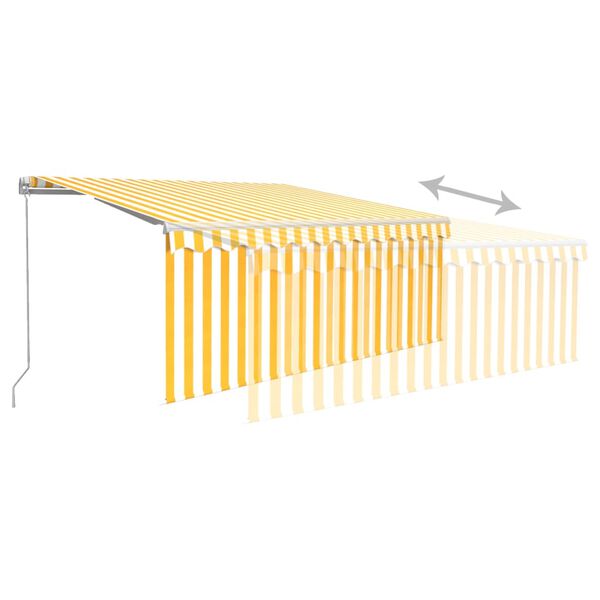 vidaXL Toldo retr&aacute;ctil manual con persiana amarillo y blanco 3x2,5 m
