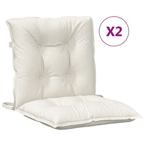 vidaXL Cojines silla respaldo bajo 2 ud tela crema melange 100x50x7 cm
