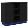 vidaXL Aparador LED Roble Negro 90 x 32 x 75 cm Madera de ingenier&iacute;a