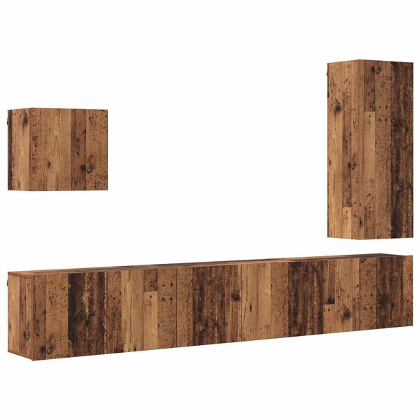 vidaXL Unidad de Pared para TV 5 pcs Madera envejecida