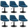 vidaXL Silla de comedor giratoria 6 uds terciopelo azul