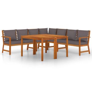 vidaXL Juego comedor jard&iacute;n y cojines 7 piezas madera maciza acacia