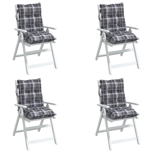 vidaXL Cojines para silla respaldo bajo 4 uds tela Oxford cuadros gris