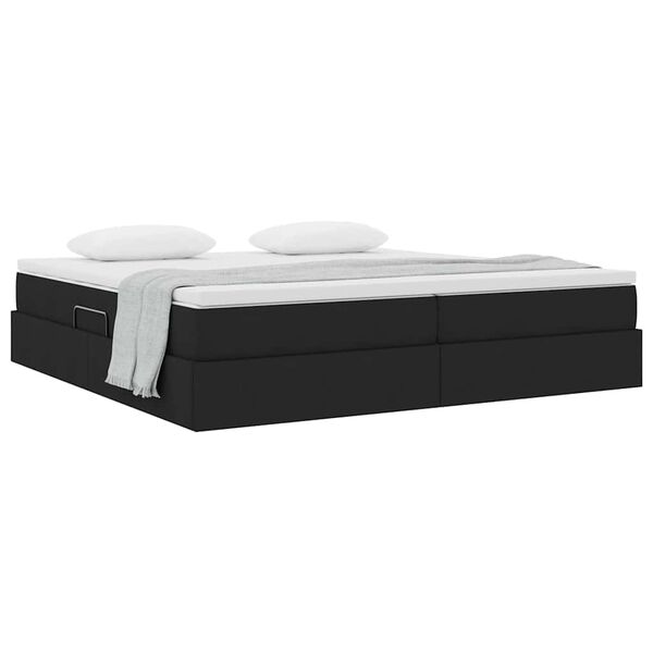 vidaXL Cama con almacenamiento y colch&oacute;n Negro 200 x 200 cm Poli&eacute;ster