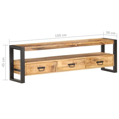 vidaXL Mueble para TV de madera maciza de mango rugosa 150x30x45 cm