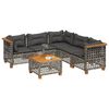 vidaXL Set de muebles de jard&iacute;n 6 pzas y cojines rat&aacute;n sint&eacute;tico gris