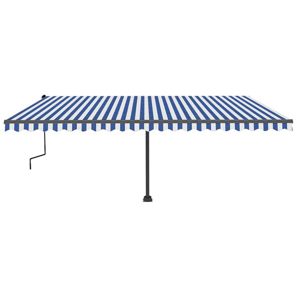 vidaXL Toldo retráctil manual con luz LED azul y blanco 500x350 cm