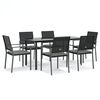 vidaXL Juego comedor jard&iacute;n 7 piezas y cojines rat&aacute;n sint&eacute;tico y acero