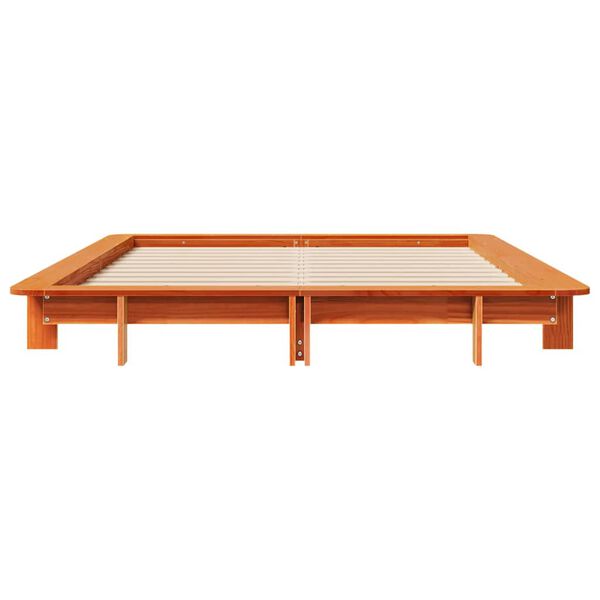 vidaXL Cama sin colch&oacute;n madera maciza de pino marr&oacute;n cera 120x200 cm