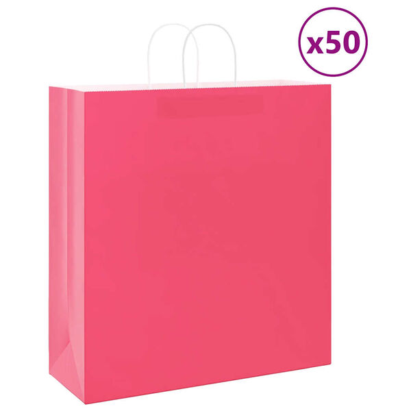 vidaXL Bolsas de papel con asas 50 uds rosa 45x17x48 cm