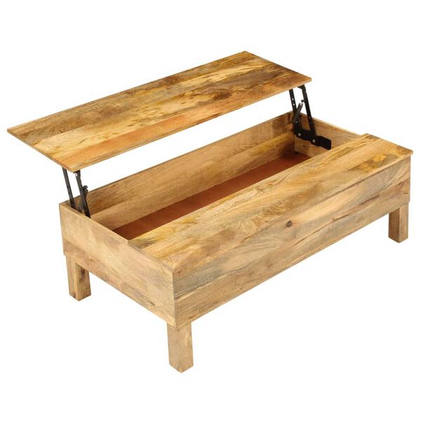 vidaXL Mesa de centro de madera maciza de mango 110x55x35 cm
