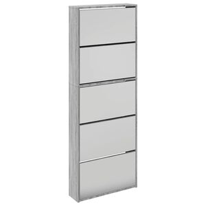 vidaXL Mueble zapatero y espejo 5 niveles gris Sonoma 63x17x169,5 cm