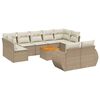 vidaXL Juego de sof&aacute;s jard&iacute;n con cojines beige 10 pzas rat&aacute;n sint&eacute;tico