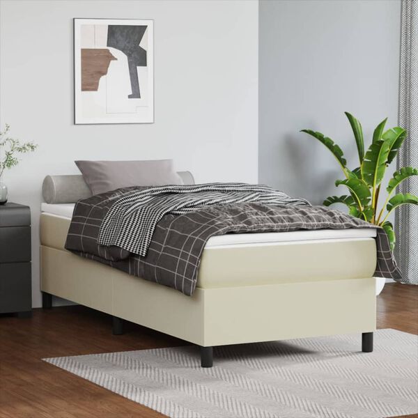 vidaXL Estructura de cama con somier cuero sint&eacute;tico crema 100x200 cm