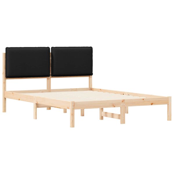 vidaXL Estructura de Cama con Cabecera Tapizada Negro 150 x 200 cm