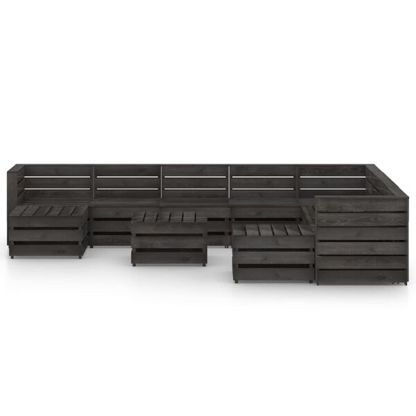 vidaXL Set de muebles de jard&iacute;n 11 pzas madera de pino impregnada gris