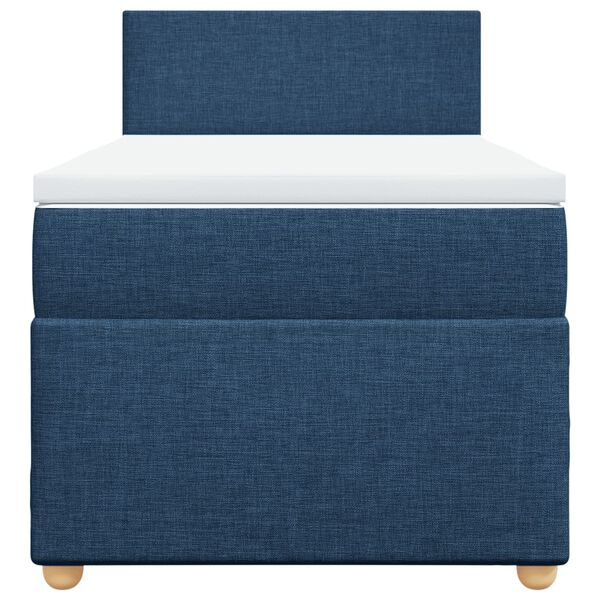 vidaXL Cama box spring con colch&oacute;n tela azul 90x190 cm