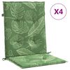 vidaXL Cojines de silla de respaldo bajo 4 uds tela estampado de hojas