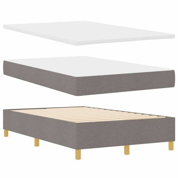 vidaXL Cama tipo Box Spring con colch&oacute;n Taup&eacute; 120 x 190 cm tela