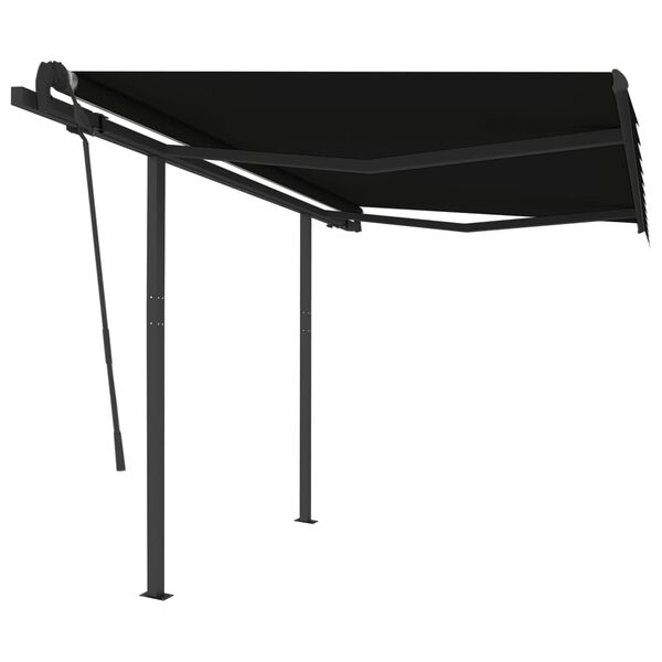 vidaXL Toldo automático retráctil con postes gris antracita 3x2,5 m
