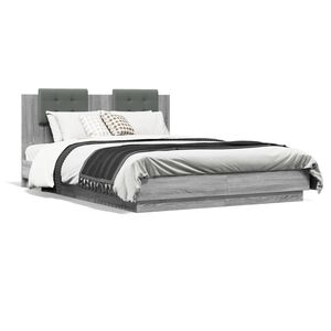 vidaXL Cama con cabecero madera de ingenier&iacute;a gris Sonoma 120x200 cm