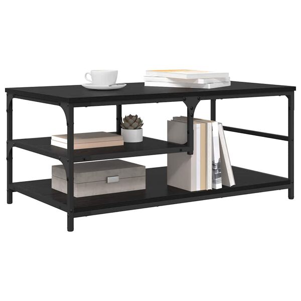 vidaXL Mesa de Caf&eacute; Roble Negro 90 x 49 x 40 cm Madera contrachapada