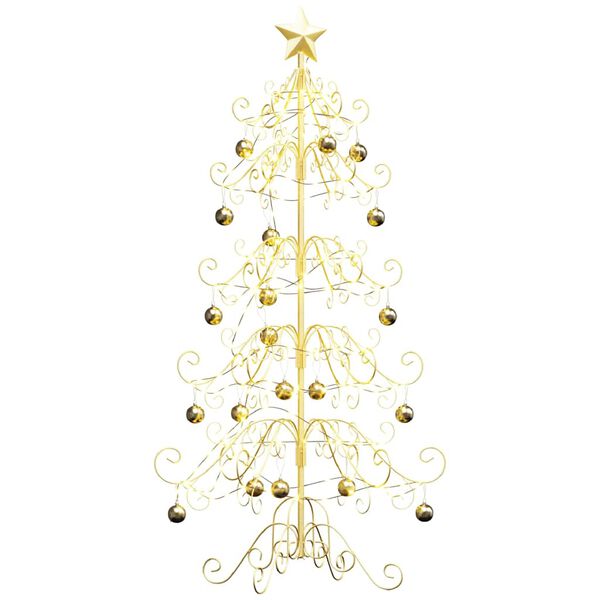 vidaXL &Aacute;rbol de Navidad de metal con soporte Dorado 150 cm