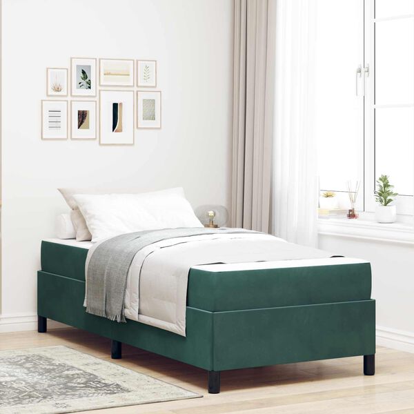 vidaXL Estructura de cama con colch&oacute;n Verde oscuro 90 x 200 cm tela