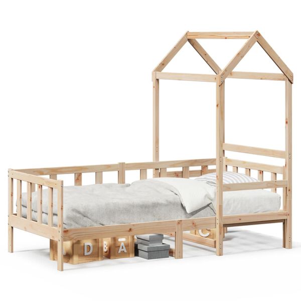 vidaXL Sof&aacute; cama con techo madera maciza de pino 90x190 cm