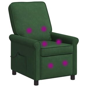 vidaXL Sill&oacute;n de masaje reclinable Verde oscuro 69 x 95 x 101 cm Tela