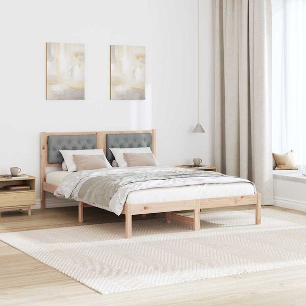 vidaXL Estructura de cama con cabecera Gris Claro 140 x 200 cm