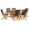 vidaXL Set de comedor jard&iacute;n 7 pzas polipropileno madera maciza negro