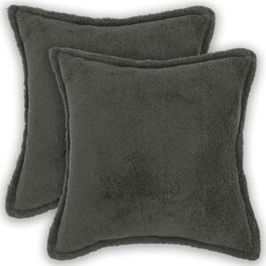 vidaXL Funda de almohada 2 pcs HOUTEN Gris oscuro 30 x 30 cm Boucl&eacute;