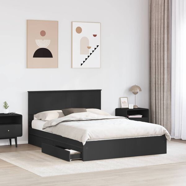 vidaXL Cama con almacenamiento Negro 140 x 190 cm Madera de ingenier&iacute;a