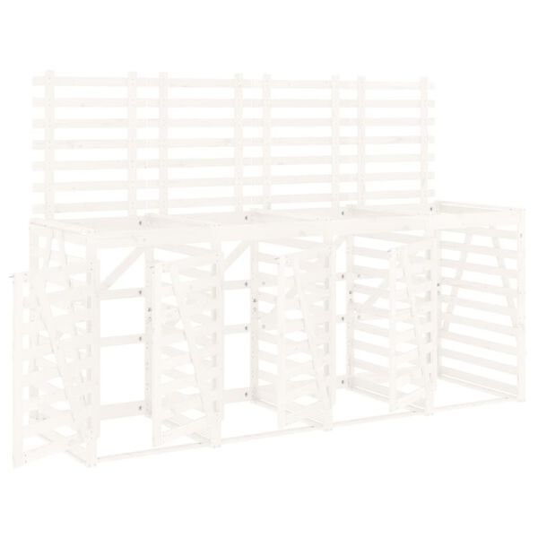 vidaXL Cobertizo cuádruple para cubos de basura madera de pino blanco