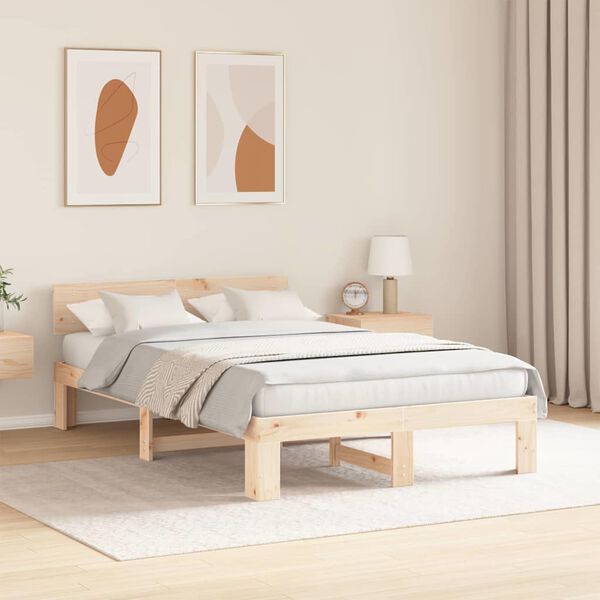 vidaXL Estructura de cama Natural 120 x 200 cm Madera de pino macizo