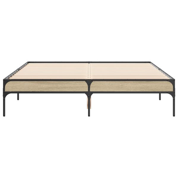 vidaXL Estructura cama madera ingenier&iacute;a metal roble Sonoma 140x190 cm