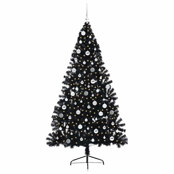 vidaXL &Aacute;rbol de Navidad Artificial Preiluminado Negro 210 cm PVC