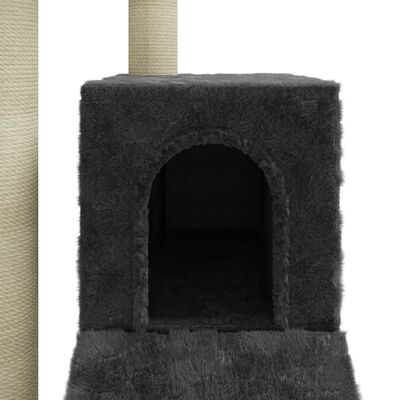 vidaXL Rascador para gatos con postes de sisal gris oscuro 92 cm