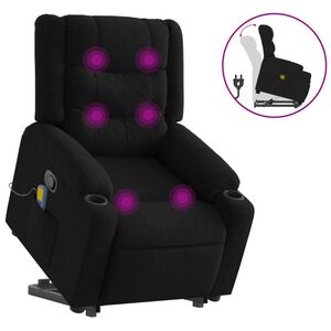 vidaXL Sill&oacute;n reclinable de masaje elevable tela negro