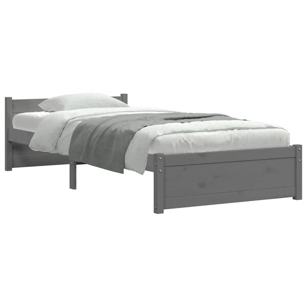 vidaXL Estructura de cama individual sin colch&oacute;n madera gris 75x190 cm
