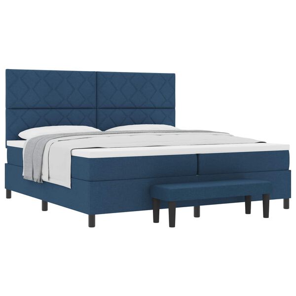 vidaXL Cama tipo Box Spring con colch&oacute;n Azul 200 x 200 cm tela