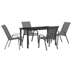 vidaXL Conjunto de Comedor de Jard&iacute;n 5 pcs Gris y Negro