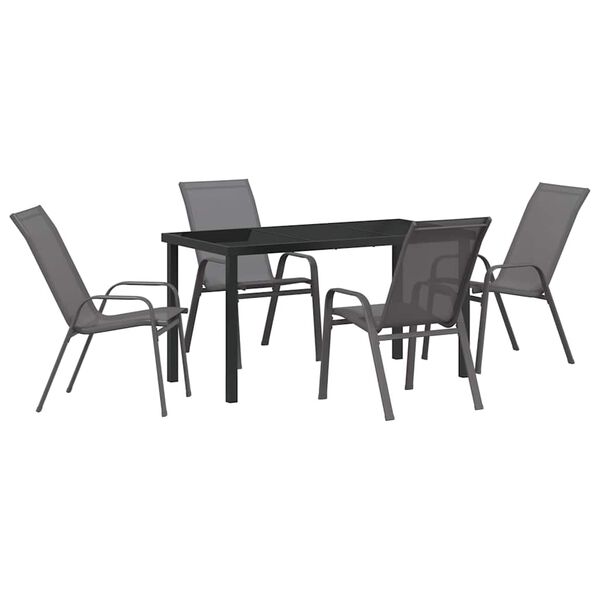 vidaXL Conjunto de Comedor de Jard&iacute;n 5 pcs Gris y Negro