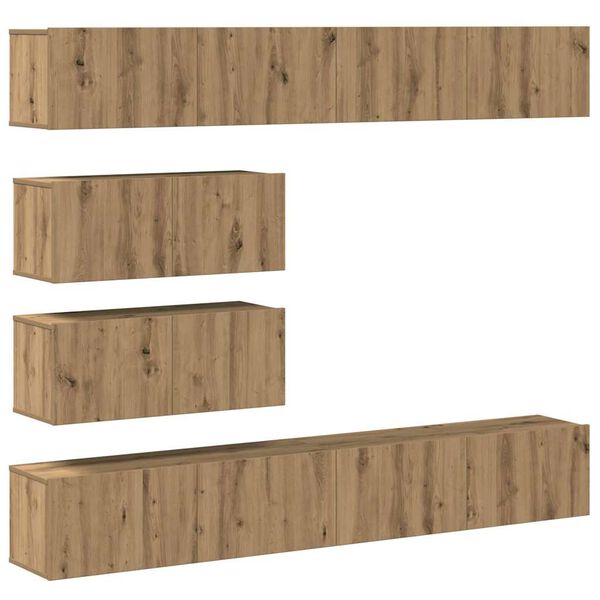 vidaXL Mueble para TV de pared madera contrachapada artesanal 6 piezas