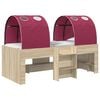 vidaXL Cama con T&uacute;nel 3 uds. Sonoma y Rojo Madera de ingenier&iacute;a