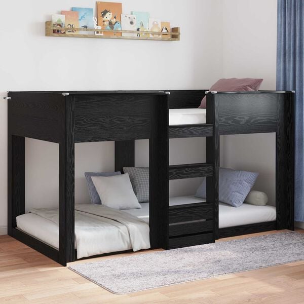 vidaXL Estructura de Cama de Suelo Roble Negro 75 x 190 cm