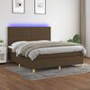 vidaXL Cama box spring colch&oacute;n luces LED tela marr&oacute;n oscuro 160x200cm