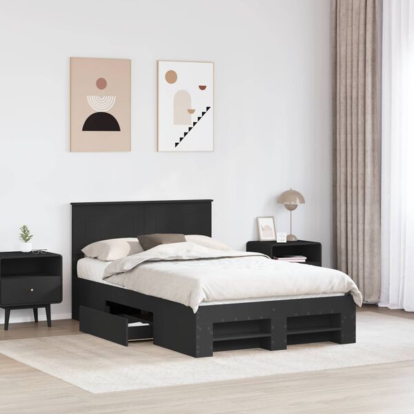 vidaXL Estructura de cama Negro 120 x 200 cm Madera de ingenier&iacute;a