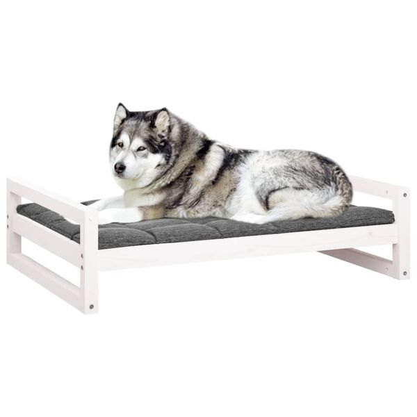 vidaXL Cama para perros madera maciza de pino blanco 105,5x75,5x28 cm
